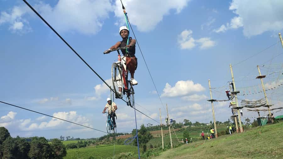 Nairobi: 1 Day of Pure Adrenaline Adventure in Kenya - The tiny wire bicycle ride, balance on a suspended line